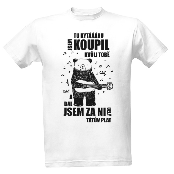 Tričko s potiskem Panda s kytarou